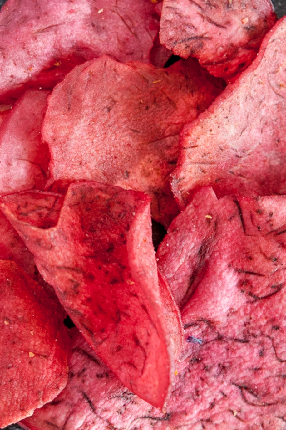 A pile of beet chips