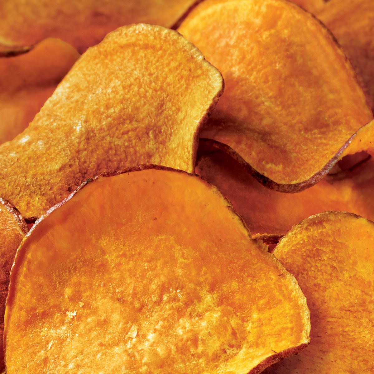 close up of sweet potato chips